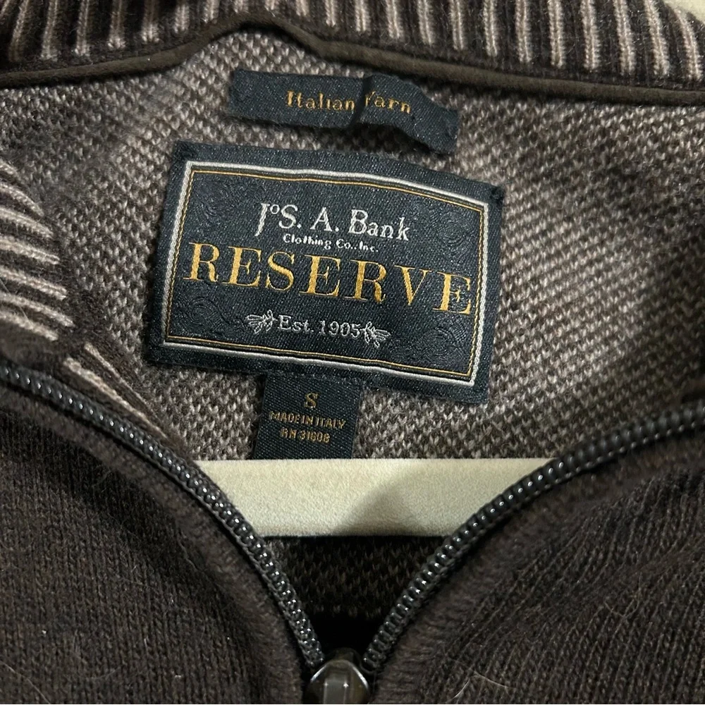 Jos. A. Bank Dark Brown Italian Quarter Zip-Up Sweater